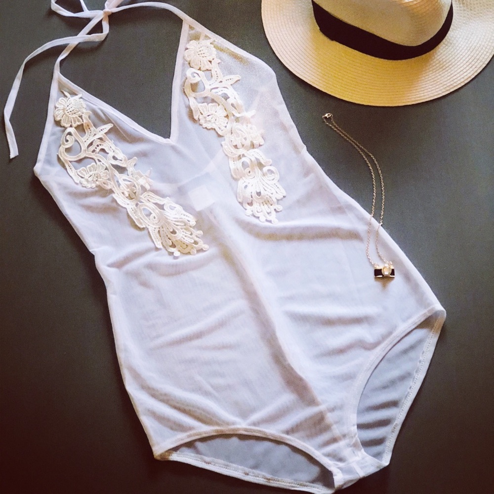 White sheer bodysuit
